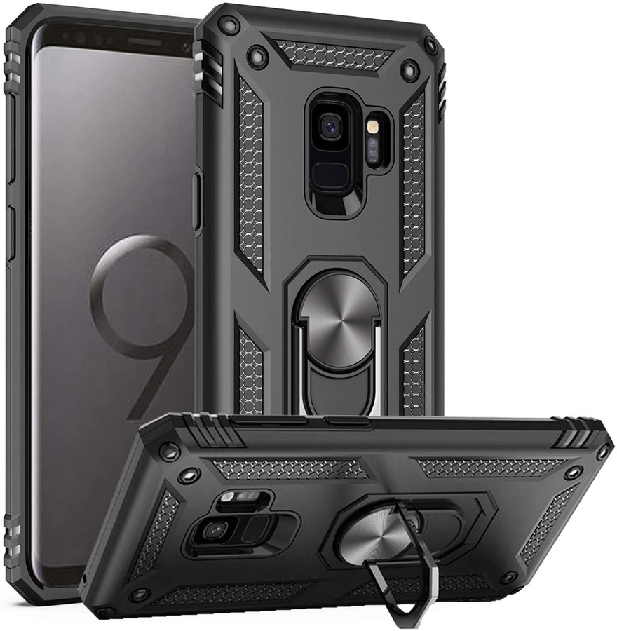 Samsung Galaxy S9 Plus und S9 Schutzhülle Protector Armor Military Stoßfest mit Magnet Autohalter und Ring Case Cover - Bild 2
