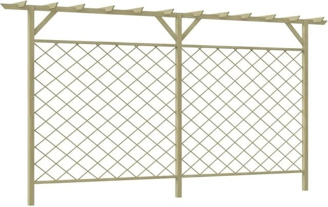 vidaXL Garten-Gitterzaun mit Pergola-Oberteil aus grün-imprägniertem Kiefernholz, Höhe: 335 cm, Breite: 200 cm - Bild 1