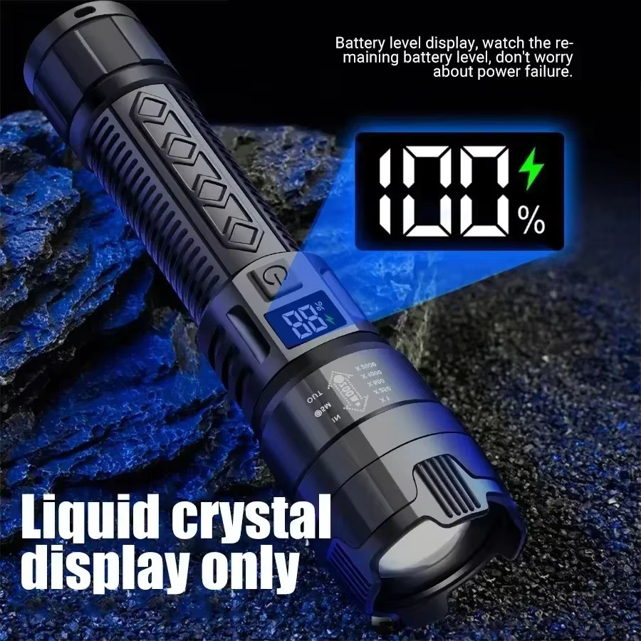 KDULIT LED Taschenlampe Schwarz USB aufladbar mit 1000 Lumen und eingebautem Akku für Outdoor und Camping - Bild 3