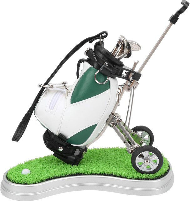 Shoemst Desktop Golf Stiftset mit 3 Kugelschreibern und Mini-Golftasche in Grün und Weiß - Bild 1