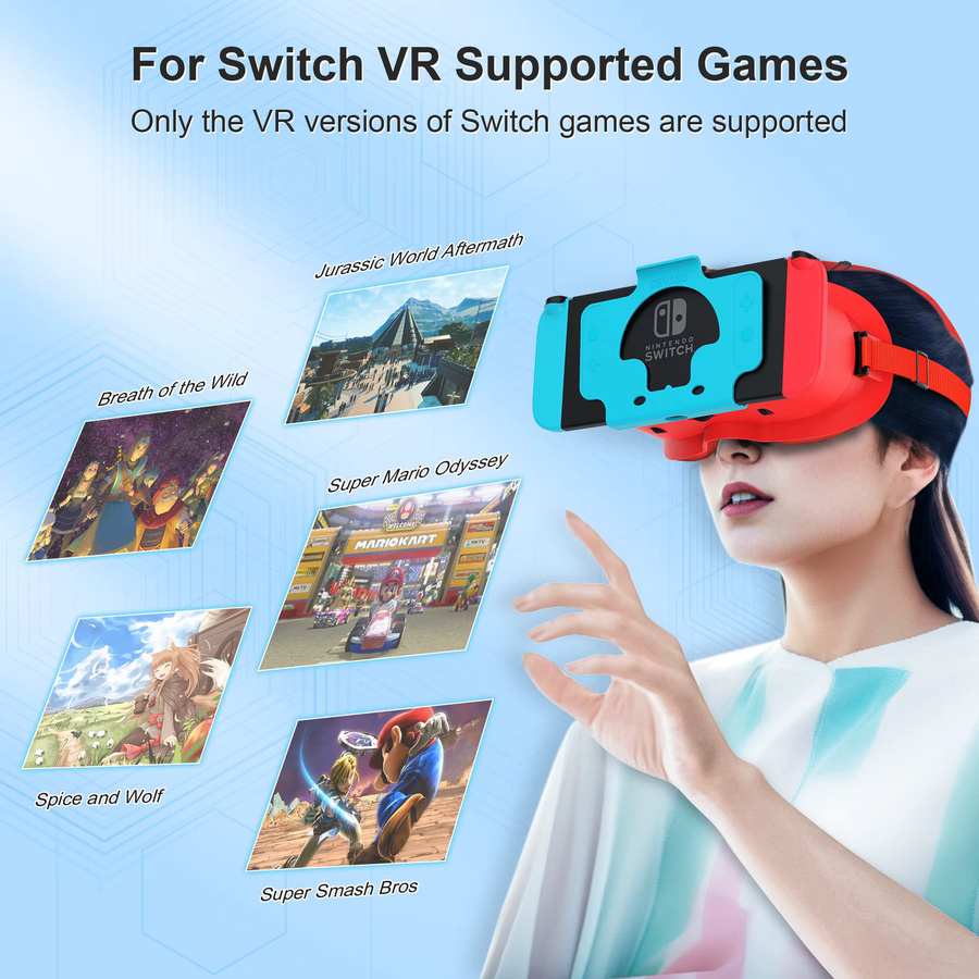 DEVASO VR-Headset für Nintendo Switch und Switch OLED mit einstellbaren HD-Objektiven in Blau oder Rot - Bild 5