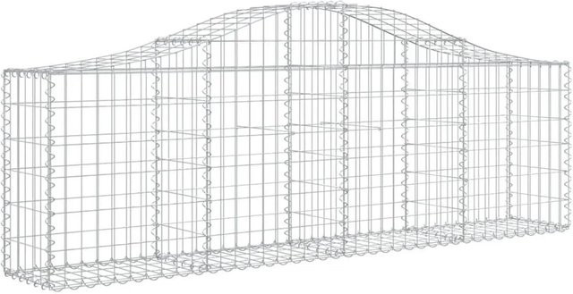 vidaXL Gabionen mit Hochbogen Set aus verzinktem Eisen, Farbe: Silber, 15 Stück, B/T/H: 200 x 30 x 60/80 cm - Bild 1