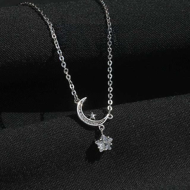 Lucky Star Jewelry Halskette, 999 Silber, Stern Mond, Zirkonia, Damen - Bild 1