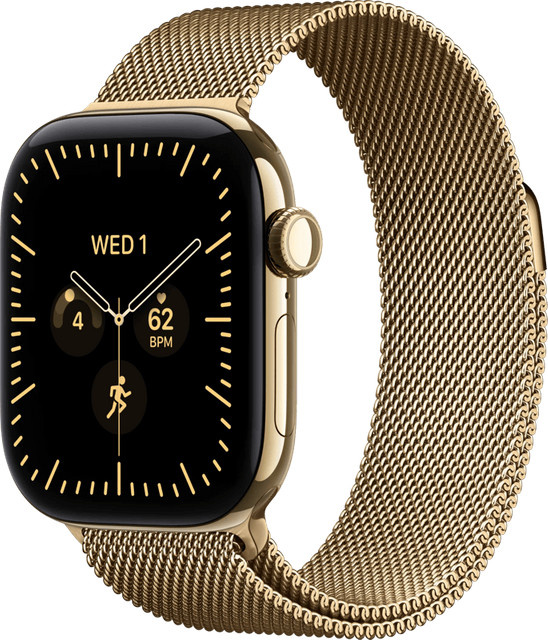 Apple Watch Series 12 GPS + Cellular Smartwatch mit Titan Gehäuse und Milanaise Armband in Gold, 42 mm - Bild 1