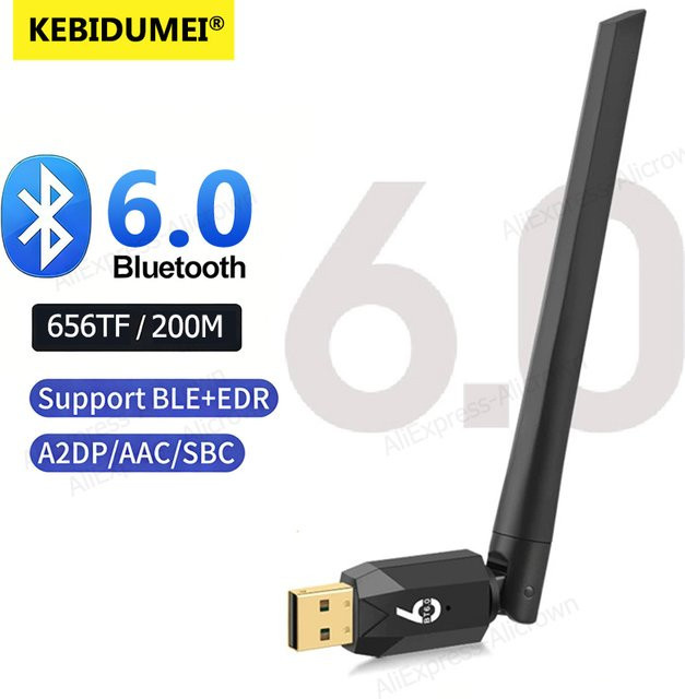 KEBIDUMEI Bluetooth 6.0 5.4 USB-Adapter Schwarz – Kabelloser Audio-Empfänger und Sender für PC und Tastatur - Bild 1