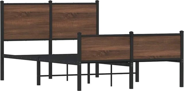 vidaXL Metallbett in Eiche Braun ohne Matratze B/T/H: 120 x 190 x 125 cm - Bild 1