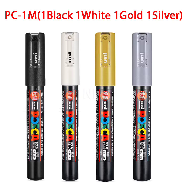 Uni Mitsubishi Posca Acryl-Marker für Multi-Surface Kunst und Schulbedarf, Farbe: Grau - Bild 5