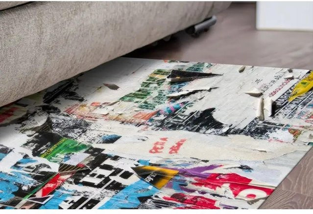 JGJG Street Art Teppich mit buntem Graffiti-Muster und 3D-Effekt, Waschbar, B/B: 60 x 90 cm - Bild 1