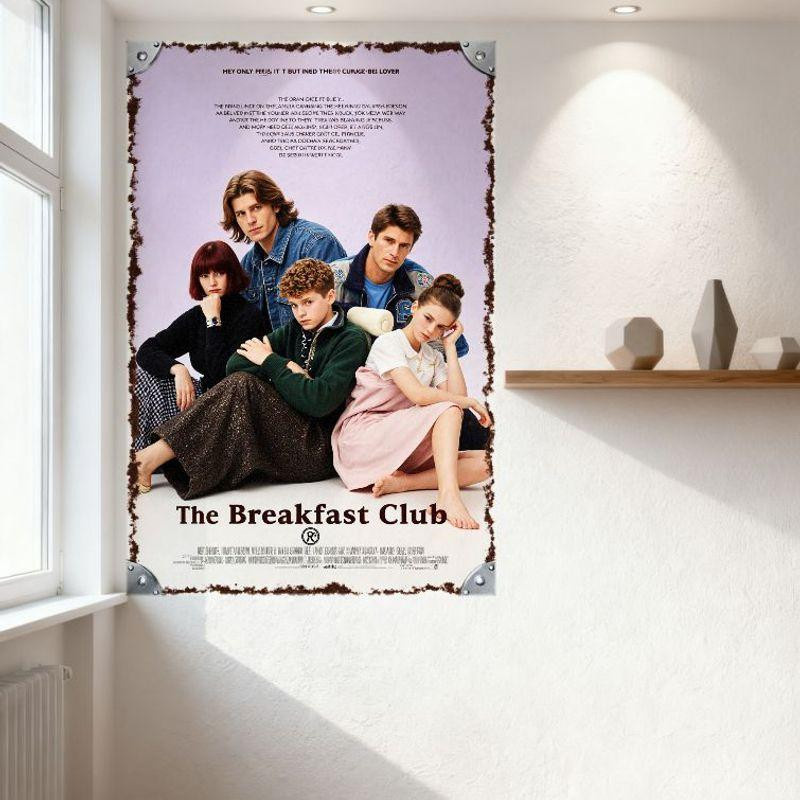 ZX ART Vintage Metallblechschild The Breakfast Club Retro Wandplakette mit Filmcharakteren, B/H: 30 x 20 cm - Bild 2