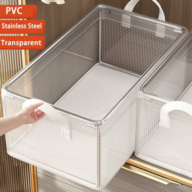 Meltset Aufbewahrungskorb aus transparentem PVC mit Edelstahlrahmen als wasserdichter Organizer für Kleidung und Unterwäsche - Bild 1