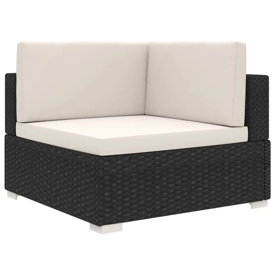 vidaXL Modular-Sofa-Eckteil aus Poly-Rattan mit Auflagen in Schwarz und Beige - Bild 2