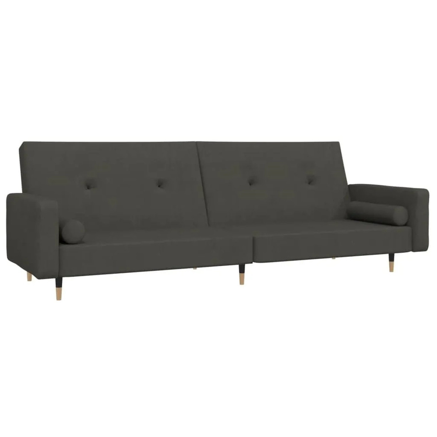 vidaXL Schlafsofa 2-Sitzer Click-Clack mit 2 Kissen, Dunkelgrau Samt - Bild 2