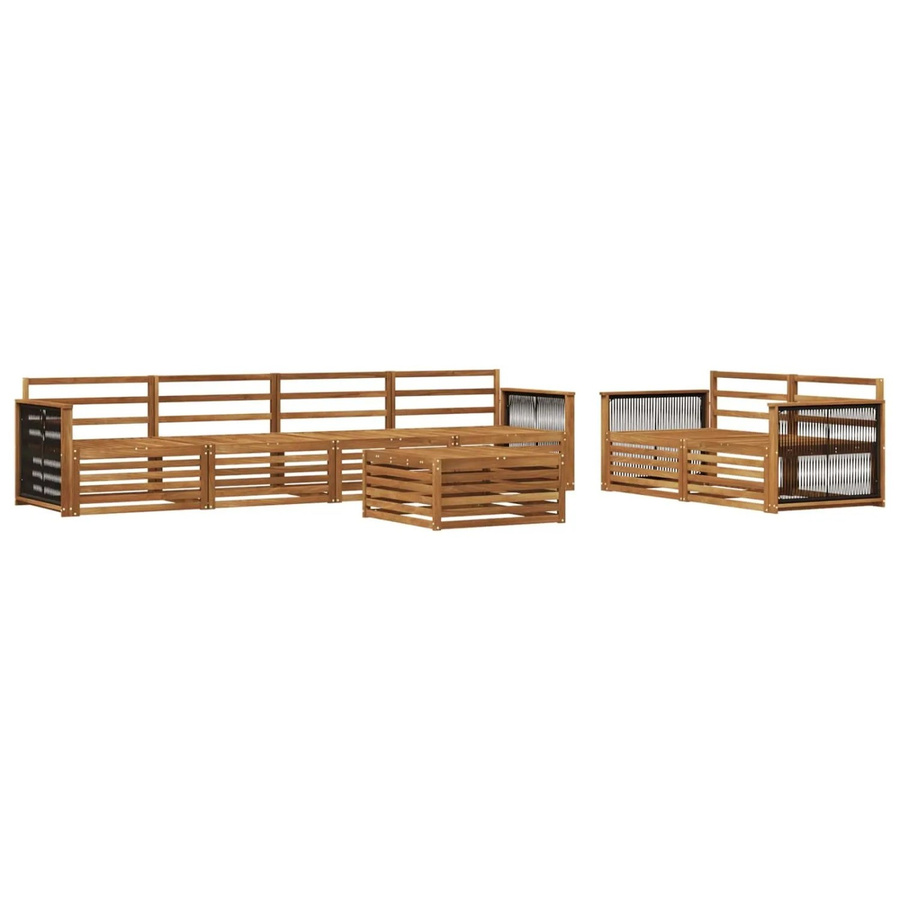 vidaXL Outdoor-Sofagarnitur aus Massivholz Akazie in Natur, 7-teiliges Set im modernen Latten-Design - Bild 2