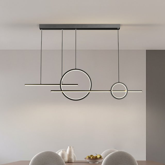 Moderne LED-Pendelleuchte DARHYN in Schwarz oder Weiß mit Ring-Design und Fernbedienung für Küche und Essbereich - Bild 1