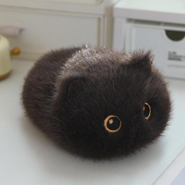 Yiran toy Kawaii Kätzchen Ball Plüschtier, Siamkatze, 20cm, Braun - Bild 1
