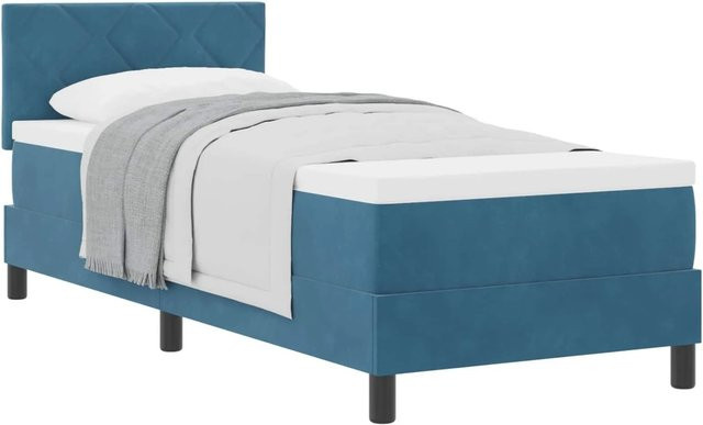 vidaXL Boxspringbett mit Matratze in Dunkelblau aus Samt, B/T/H: 80 x 200 cm - Bild 1