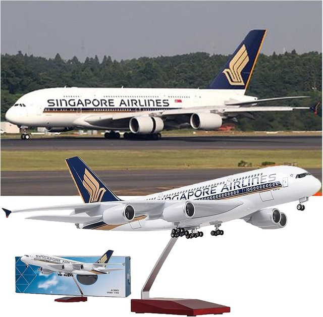 ZOCO Singapur Airways A380 Spielzeugflugzeug, Maßstab 1:160, Weiß - Bild 1