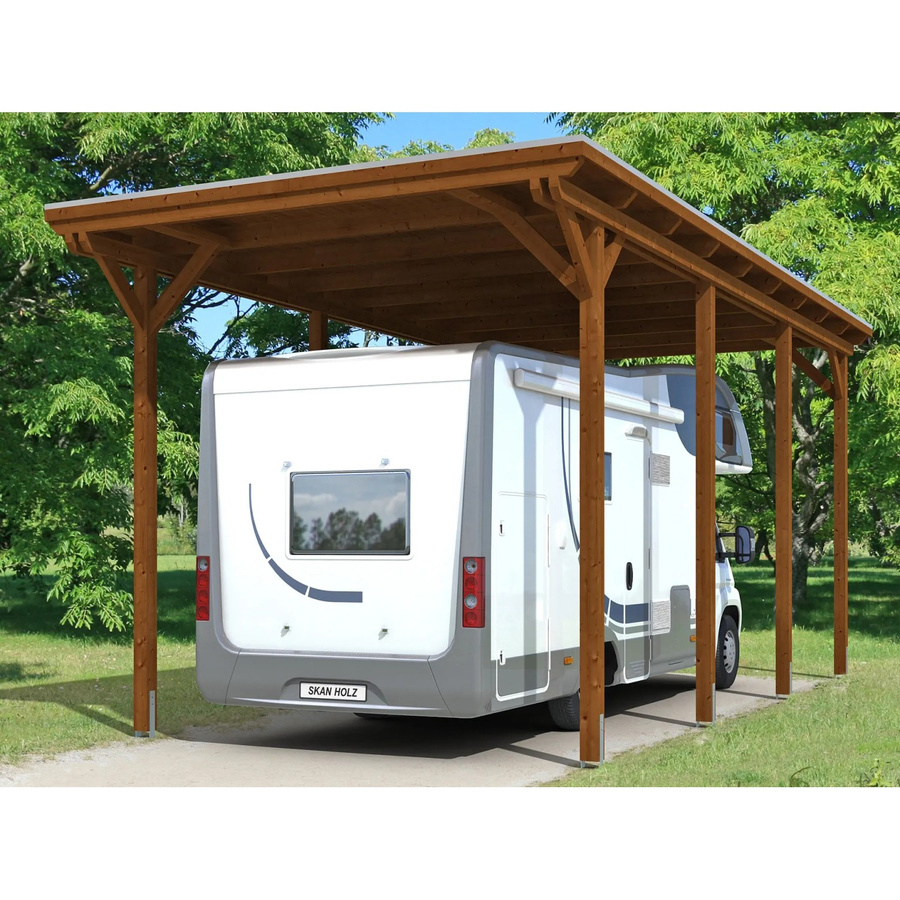 Skan Holz Carport Emsland Caravan braun B/T: 404 x 846 cm - Bild 2