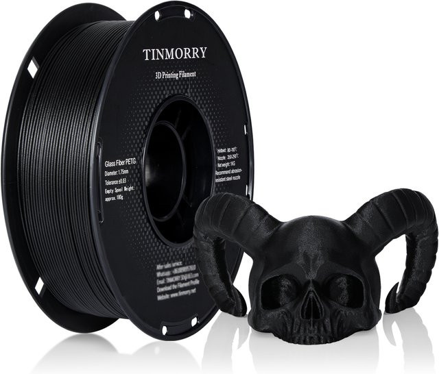 TINMORRY Glasfaser PETG Filament 1,75 mm für FDM 3D-Drucker, 1 kg Spule in Schwarz und Blau - Bild 1