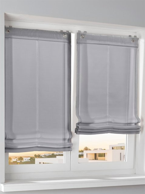 Raffrollo Heine Home in Grau und Silber, semi-transparent, 100% Polyester, ohne Bohren und Schrauben - Bild 1