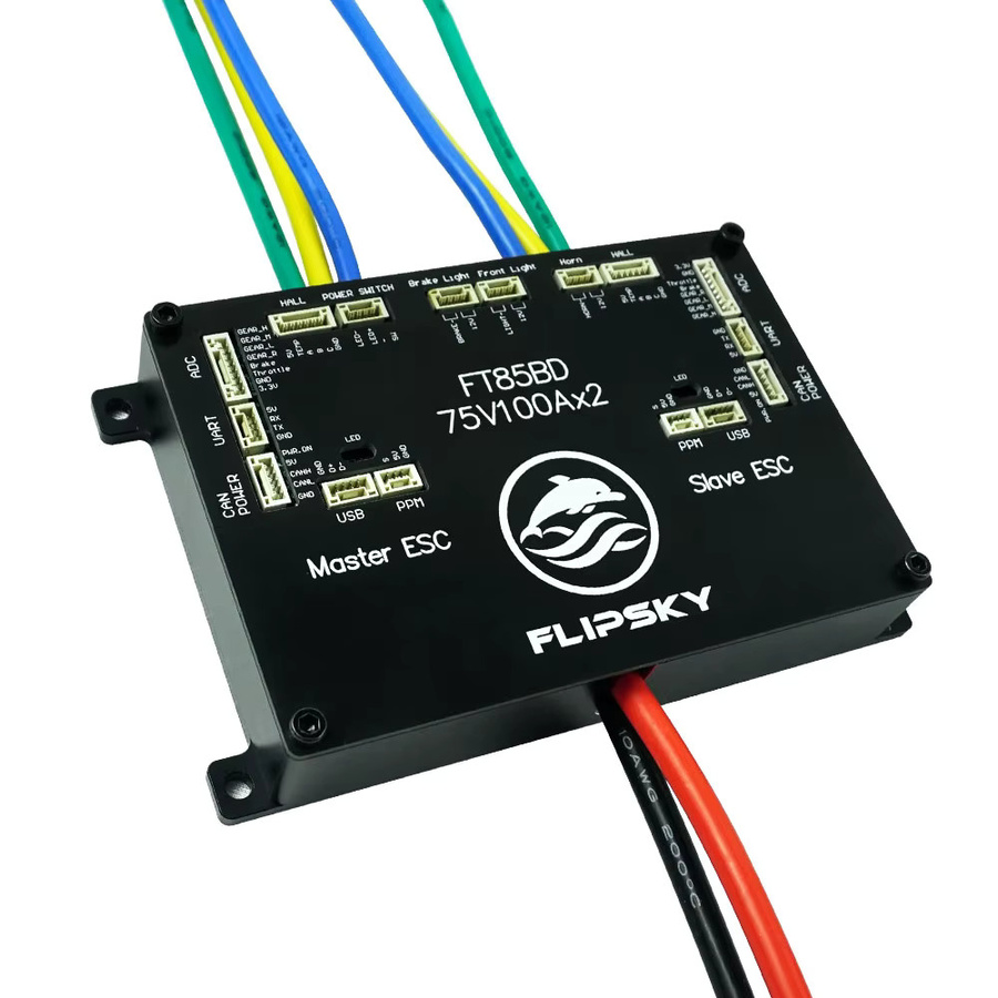 Flipsky FT85BD ESC Geschwindigkeitsregler mit Aluminiumgehäuse für Elektro-Skateboard, Scooter, E-Bike und Elektromotorrad in Schwarz und Silber - Bild 2