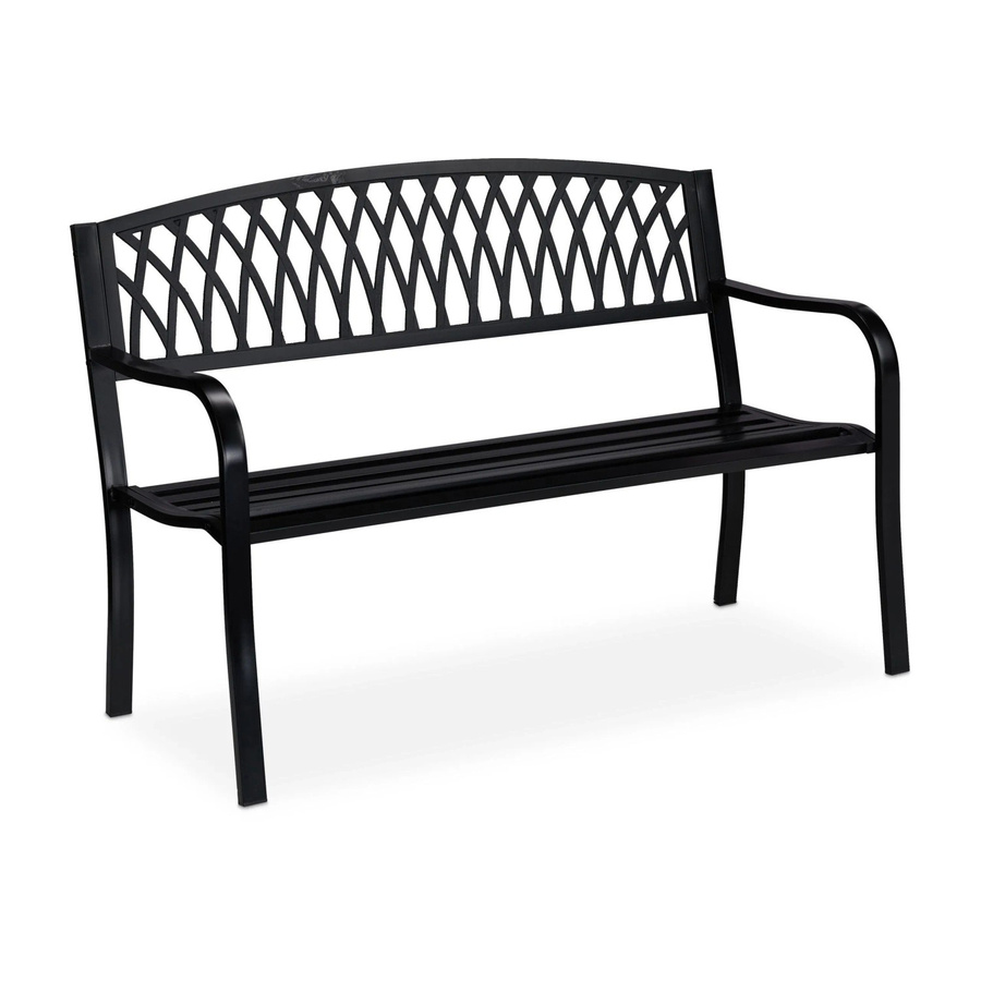 Relaxdays Gartenbank aus Stahl und Gusseisen in Schwarz mit Rauten-Motiv, Zweisitzer, B/T/H: 127 x 60 x 87 cm - Bild 2