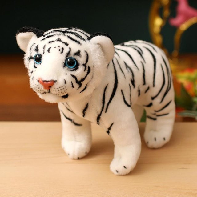 Linyi toy Sitzender Tiger Plüschtier, Weißbraun, 40cm - Bild 1