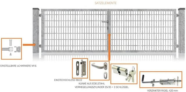 Fa-Bausysteme Doppelflügeltor verzinkt B: 400 cm, H: 180 cm - Bild 1