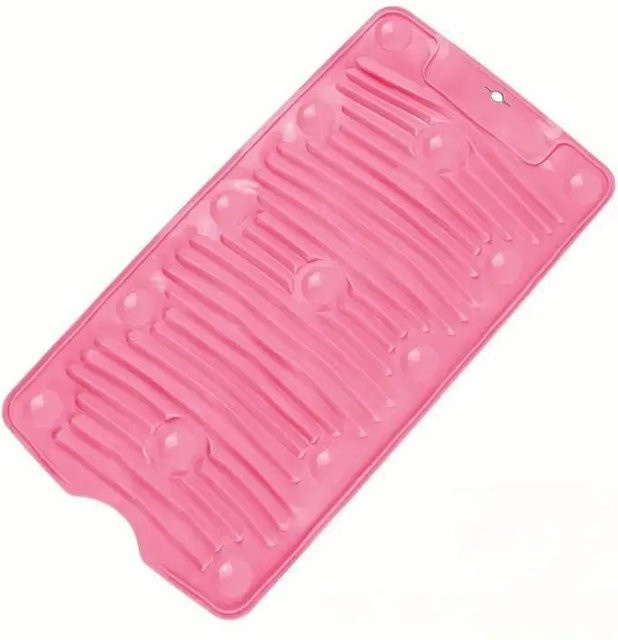NATAWA Wäscheschrubberbrett aus Silikon, faltbares und aufhängbares Mini-Waschbrett in Pink - Bild 1