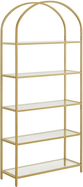 Vasagle Aufbewahrungsregal mit 5 Ebenen aus Hartglas und Stahl in Gold, B/T/H: 83 x 30,2 x 183,5 cm - Bild 1