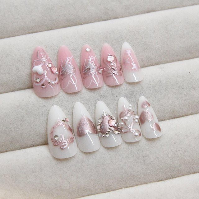 Sweet Bow Press On False Nails Kit, Glänzend, Damen - Bild 1