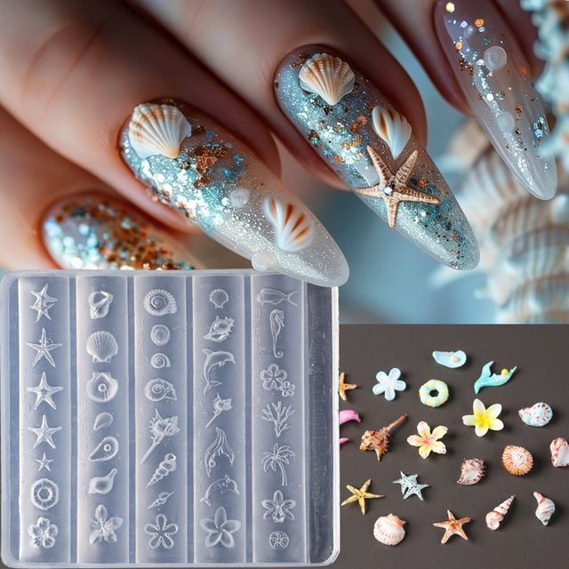 Full Beauty Nagelkunst-Form Silikon, Seestern, Muscheln, Schnecken Muster - Bild 1