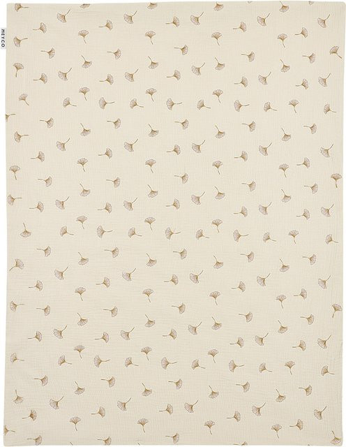Meyco Babydecke aus Musselin in Beige Sand mit Floral-Print, B/B/H: 75 x 100 cm - Bild 1
