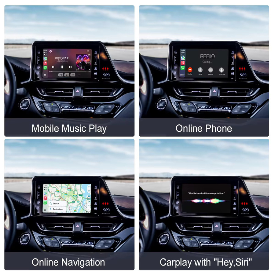 REEIIO Drahtloser CarPlay und Android Auto Decoder für Toyota Entune Touch 2, kompatibel mit CHR, Avalon, Corolla, Yaris, Auris, RAV4, Camry und Highlander (2014–2019), Schwarz und Grau - Bild 2