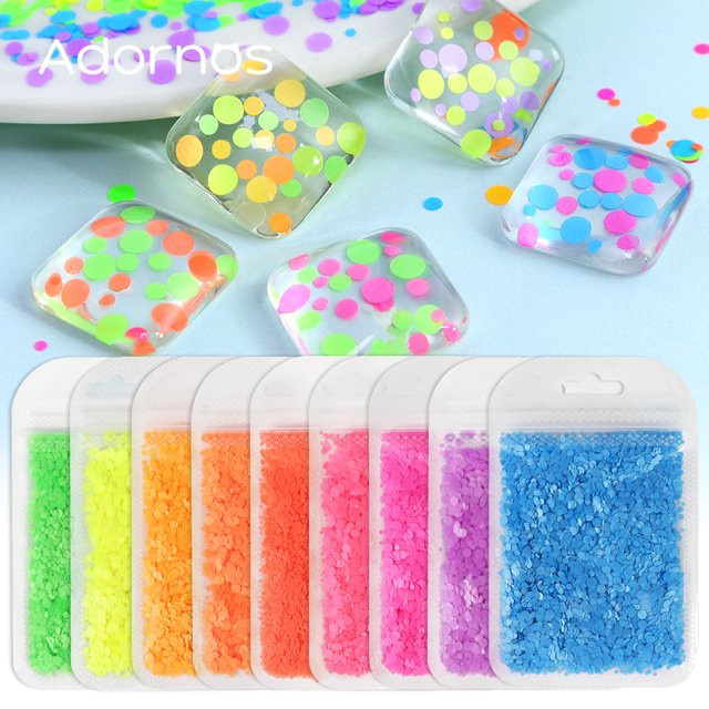 ADORNOS Pailletten Glitzer, runde Pailletten, Neon, DIY Schmuckherstellung - Bild 1