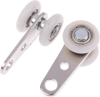 Binchi Outdoor Product Metalllager Aufhängeschienen-Rollenblock mit 2 Kunststoffrädern in Silber für Schiebetürschränke und Fensterbeschläge - Bild 1