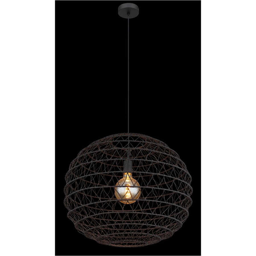 Globo Pendelleuchte Senni Schwarz Matt, Metall und Papier, Durchmesser: 59 cm, Höhe: 120 cm, E27 - Bild 2