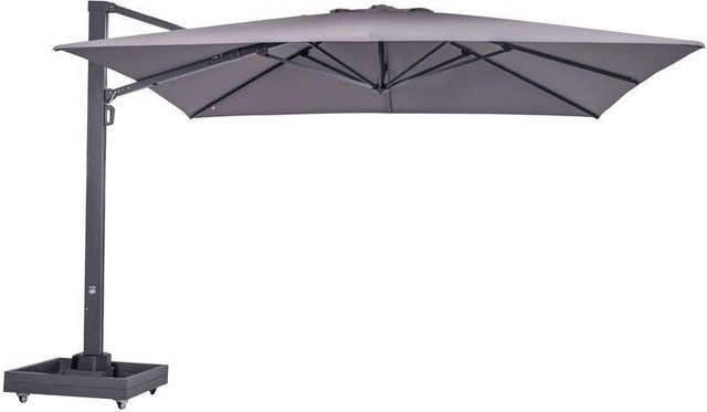 OUTFLEXX Ultimate L Ampelschirm Anthrazit, B/T: 400 x 400 cm, 360 Grad drehbar mit UV-Schutz 80+ aus Aluminium und Spuncrylic® inklusive Schirmständer - Bild 1