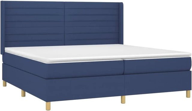 vidaXL Boxspringbett mit Matratze und LED-Beleuchtung in Blau, B/T/H: 200 x 200 x 118 cm - Bild 1