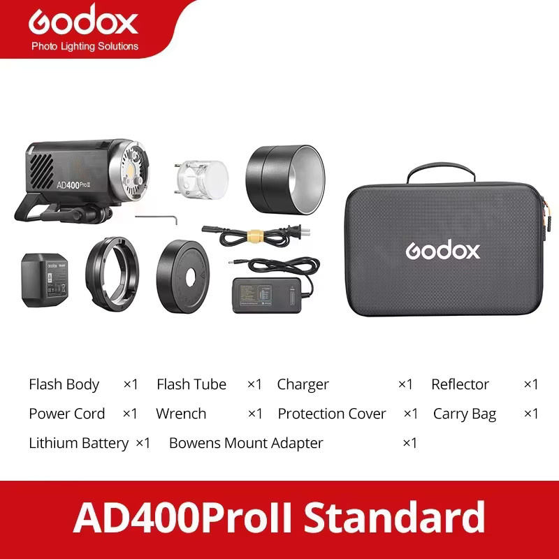Godox AD400Pro II WITSTRO All-in-One Outdoor-Blitzgerät in Schwarz mit Li-Ionen-Akku, TTL, HSS und 2,4G Wireless X-System - Bild 6