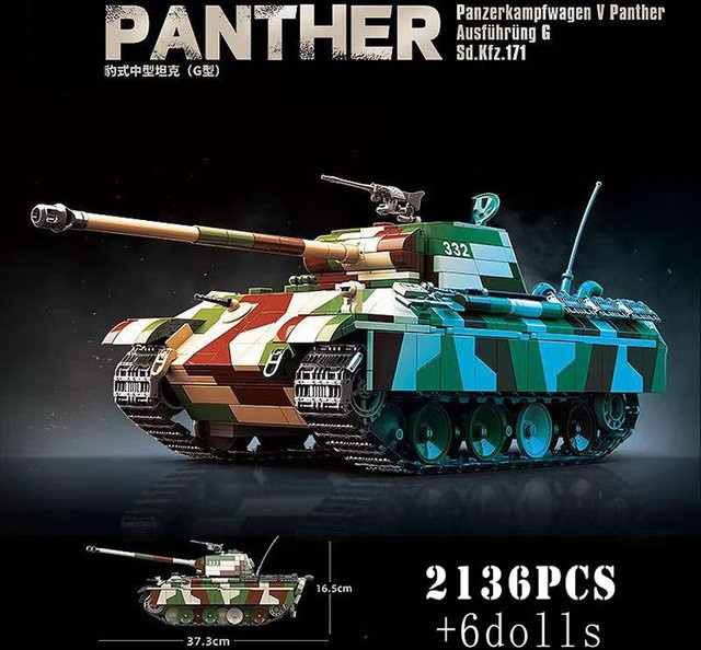 Militär WW2 Deutscher Panther Mittlerer Panzer, Bausteine, ab 6 Jahren - Bild 1