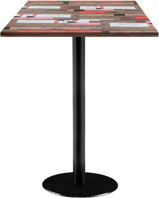 RestooTab Stehtisch Rome quadratisch in Holzdekor mit schwarzem Gestell, B/T/H: 60 x 60 x 113 cm - Bild 1