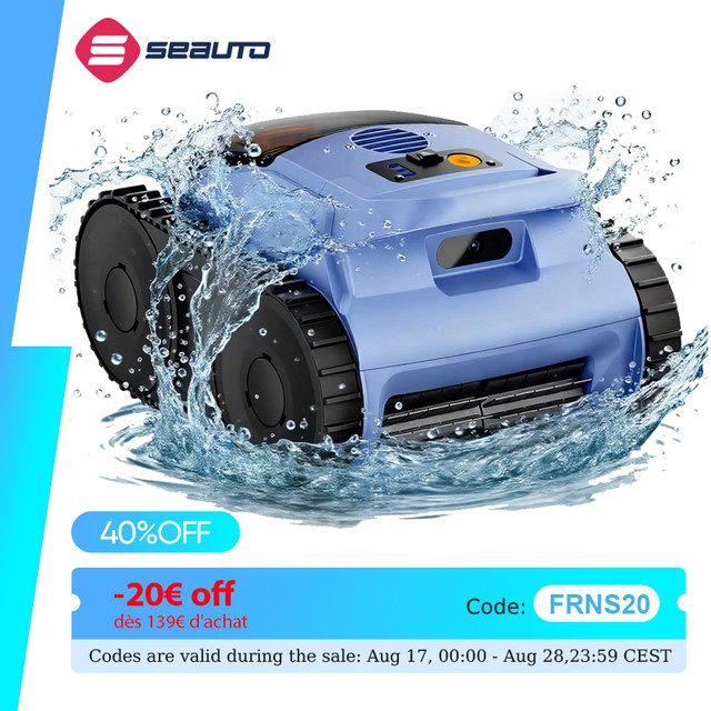 Seauto SAT 20/SAT 20PRO kabelloser Poolreinigungsroboter mit Sonarnavigation und Trace Drive-System in Blau - Bild 1