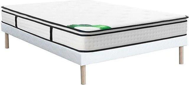 NATUREA Bettgestell mit Matratze und Lattenrost Mireza Weiß B/T/H: 140 x 190 cm - Bild 1