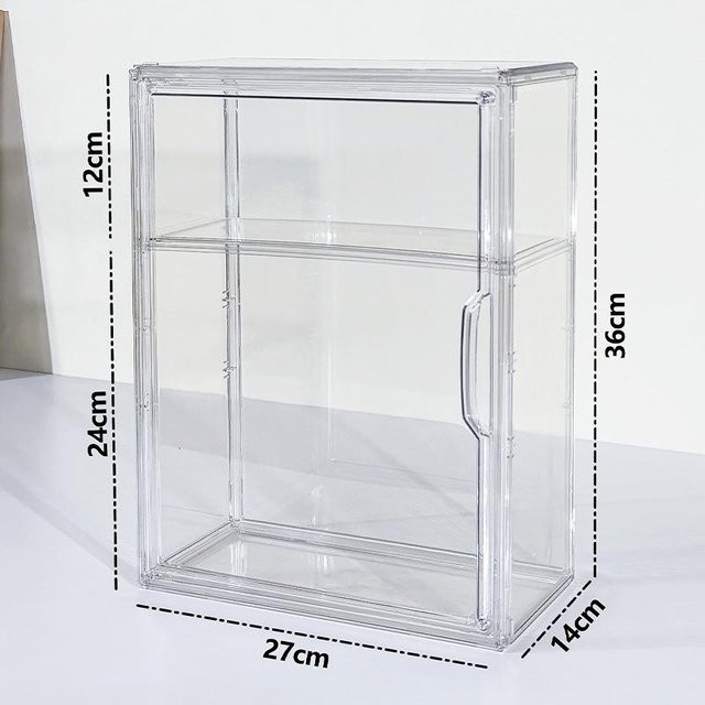HomeHarmony Mehrschichtige Acryl-Desktop-Aufbewahrungs-Vitrine mit Staubschutz, transparent, stapelbar, B/T/H: 36,0 x 27,0 x 0 cm - Bild 1