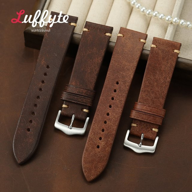luffyte Uhrenarmband Rindsleder, Vintage, Unisex, 20 mm, 22 mm - Bild 1