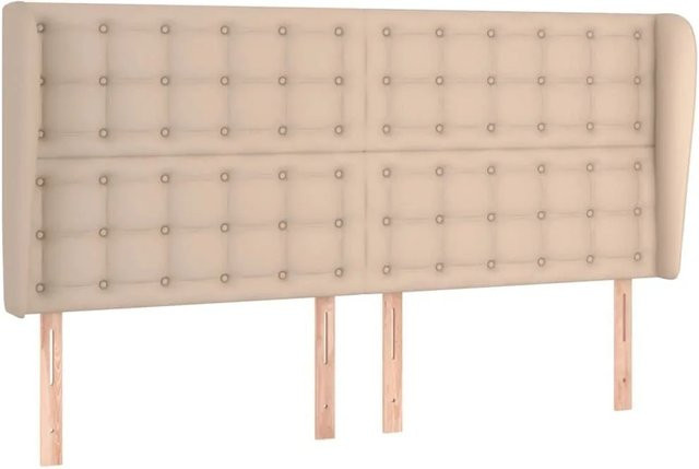 vidaXL Kopfteil mit Ohren in Cappuccino-Braun aus Kunstleder, B: 203 cm, T: 23 cm, H: 118/128 cm - Bild 1