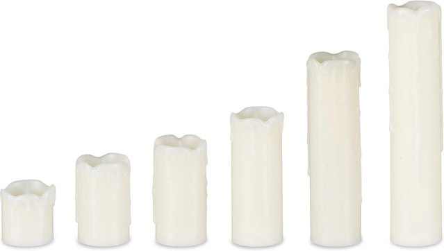 Relaxdays LED Kerzen 6er Set aus Echtwachs in Cremefarben mit Flackerndem Effekt, Höhe: 23 cm, Durchmesser: 5 cm - Bild 1