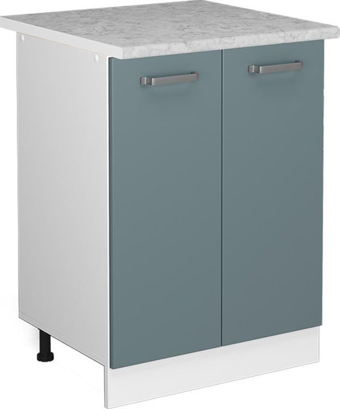 Vicco Küchenunterschrank R-line in Blau-grau mit Marmor-Optik, Breite: 60 cm, Höhe: 81,6 cm, Tiefe: 60 cm - Bild 1
