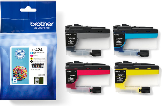 Brother Original Tintenpatronen LC-424 MultiPack Schwarz, Cyan, Magenta, Gelb für DCP-J1200W und DCP-J1200DW - Bild 1